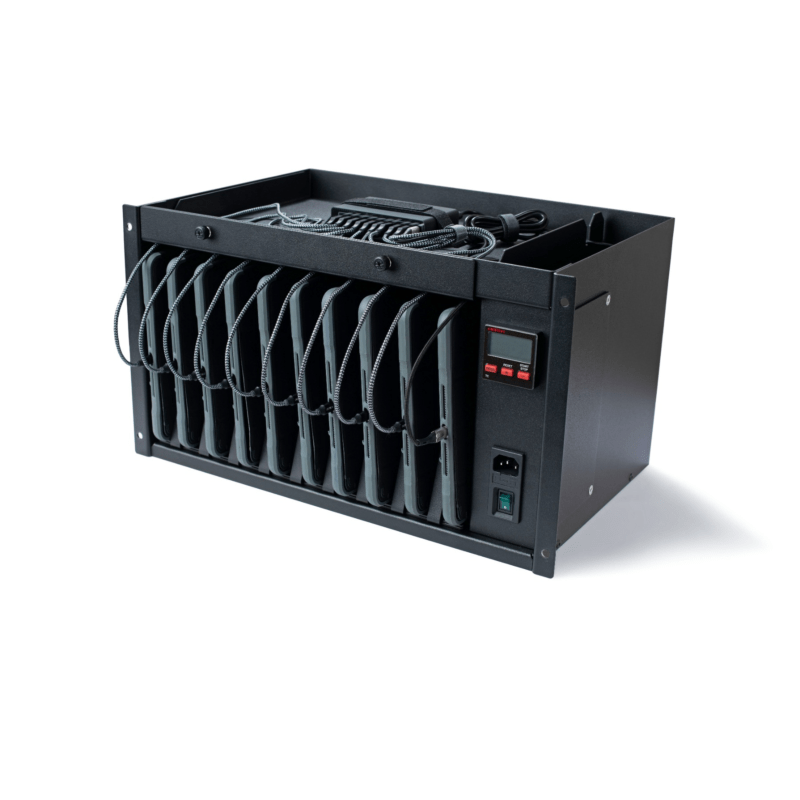 6U 19" laptop rack with Premium scalergy-tab drawer for 10 devices up to 11"