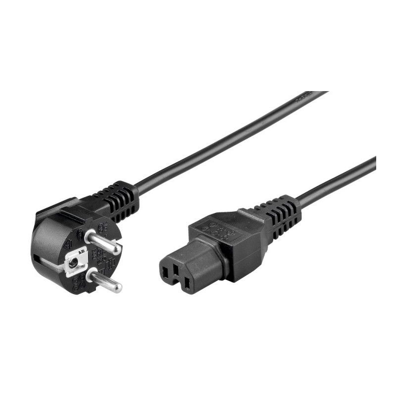 Power cord right-angled schuko to C15 2m black