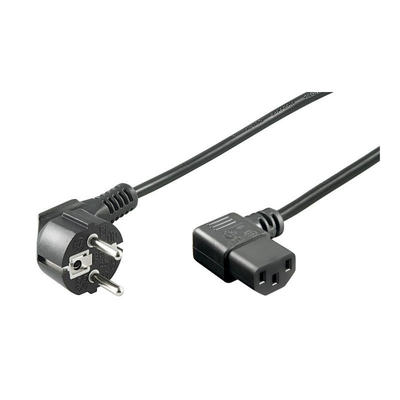 Power cord schuko to C13 right-angled 2m black