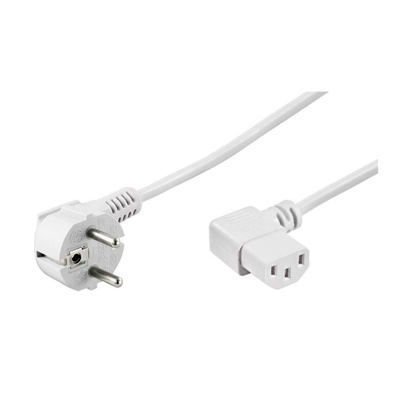 Power cord right-angled schuko to C13 3m white