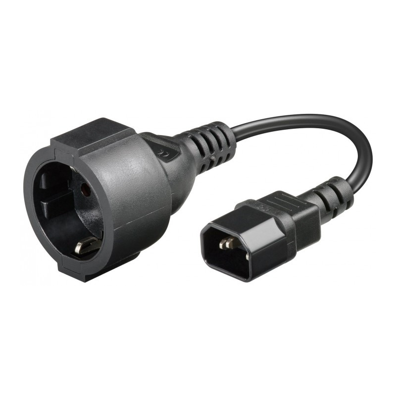 Power cord AC plug to C14 0,15m black