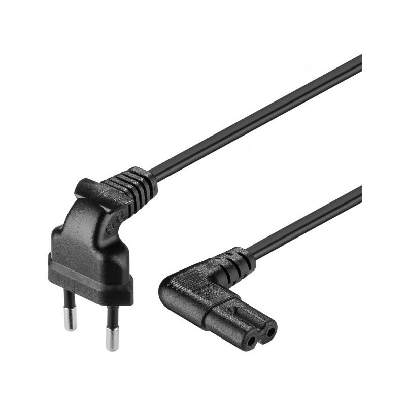 Power cord right-angled euro plug to C7 3m black