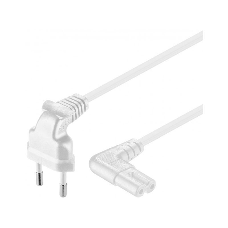 Power cord right-angled euro plug to C7 1m white