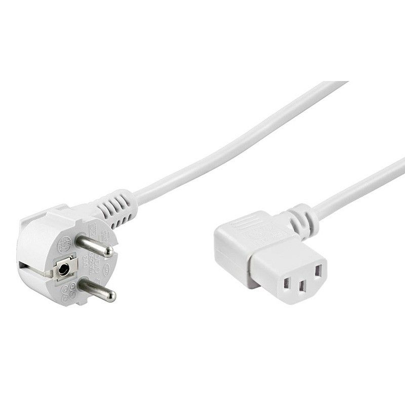 Power cable schuko to angled C13 1,50m white
