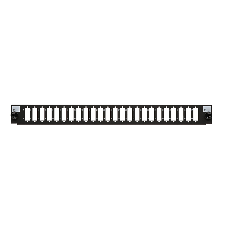 Front LC/SC 24-port black quad/duplex panel suitable for universal fiber optic tray