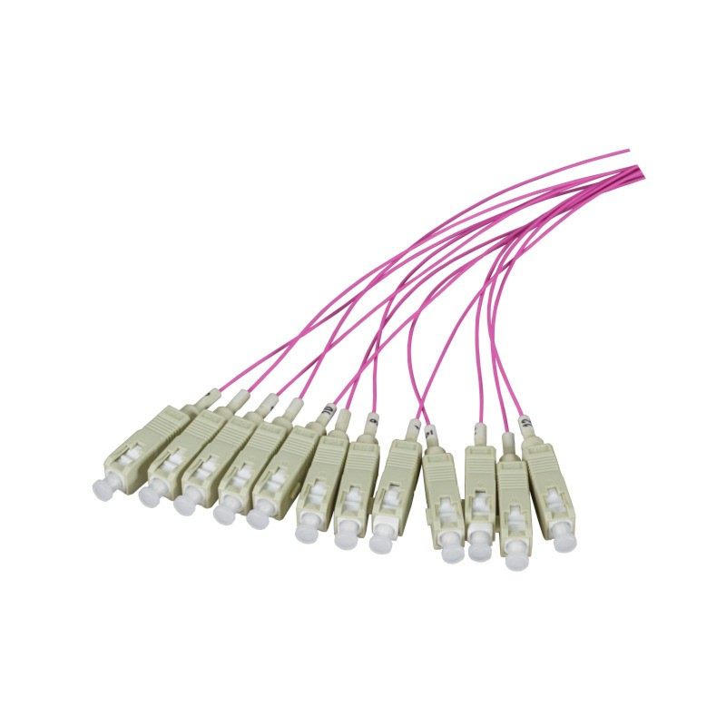OM4 fibre optic pigtail purple ST - 12 pieces