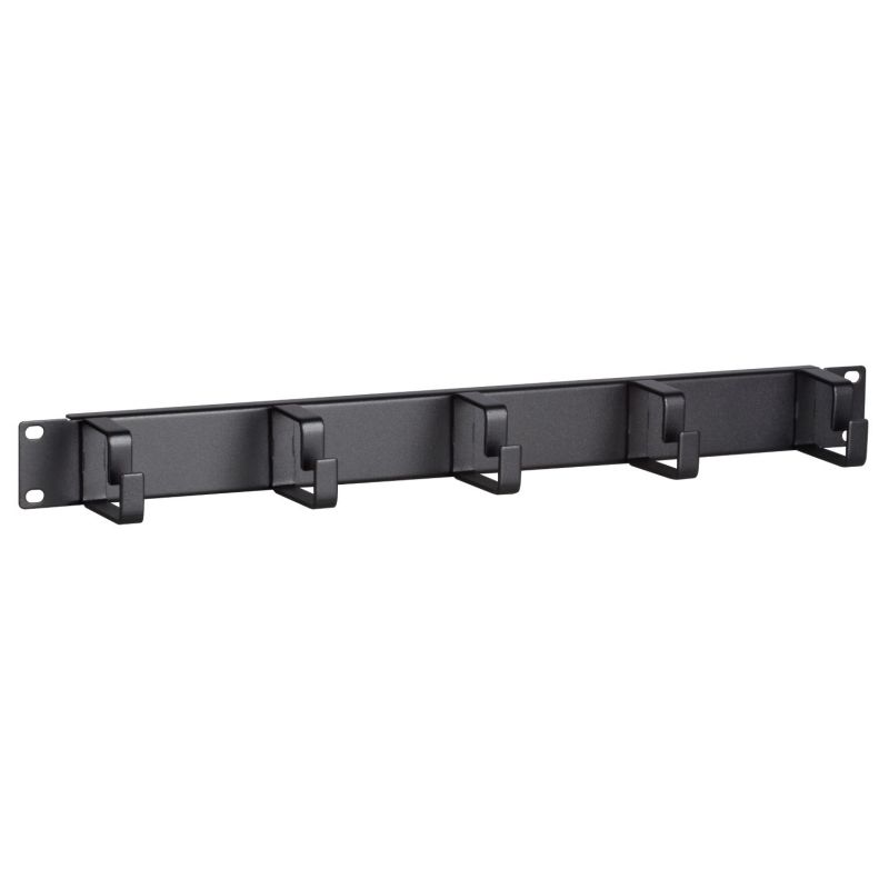 1U - 19 inch metal cable tray, 5 hooks