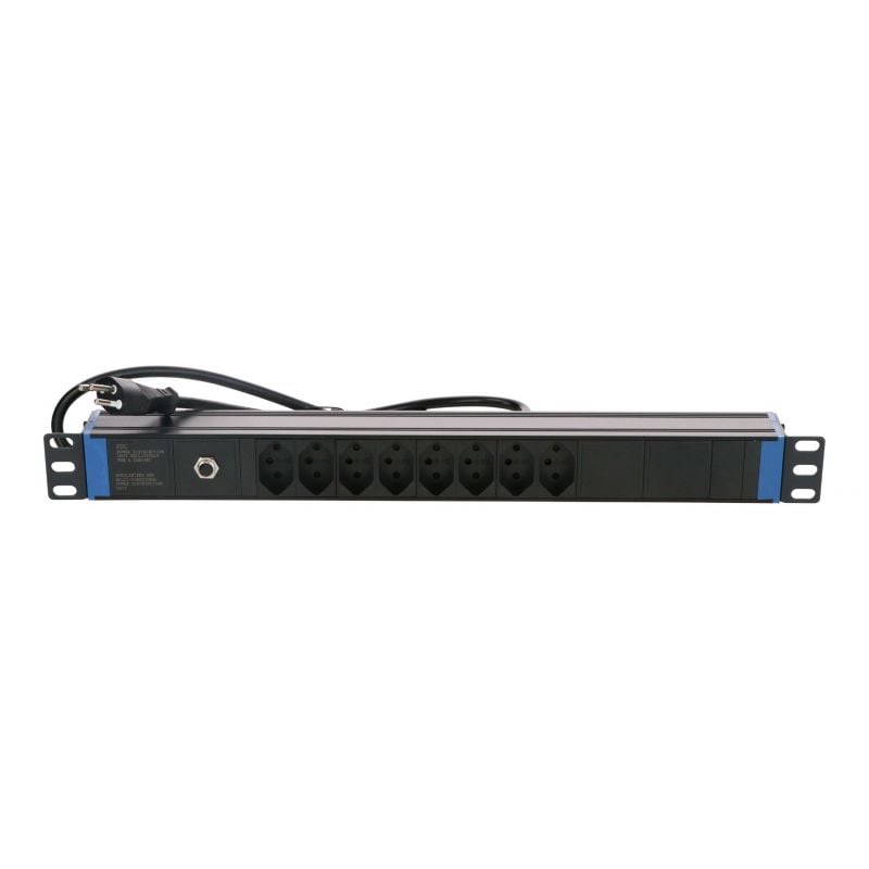19 inch Swiss power strip with Surge Protection Overload - 8 sockets