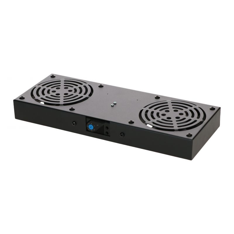 Fan-set with 2 fans and thermostat suitable for wall mount server racks