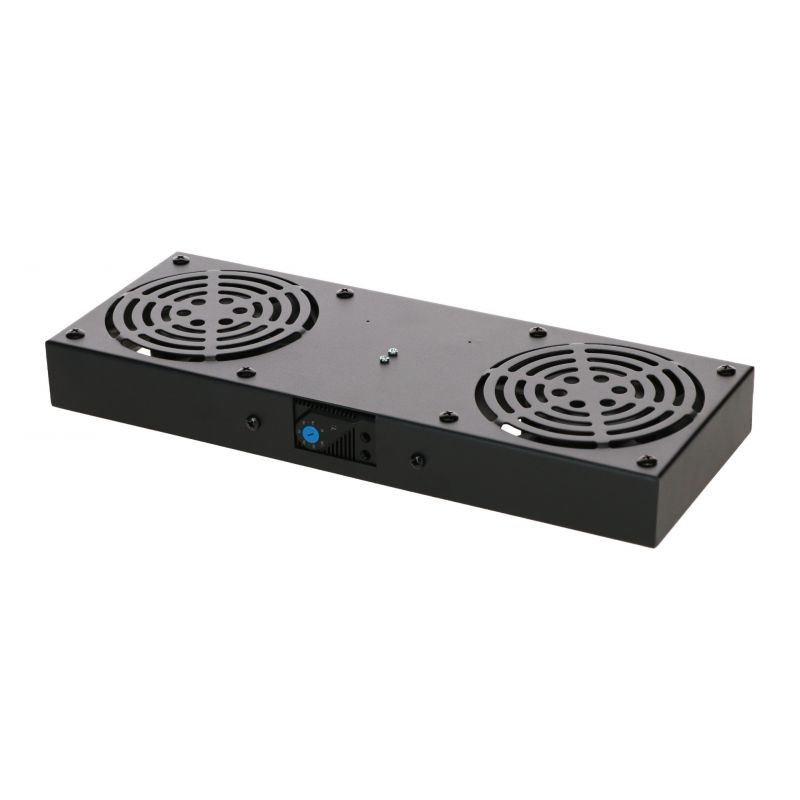 Fan-set with 2 fans and thermostat suitable for wall mount racks