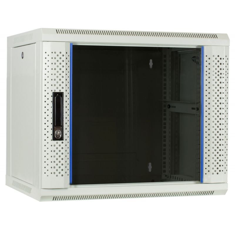9U white wall mount server rack with glass door 600x450x500mm (WxDxH)