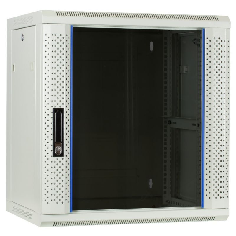 12U white wall mount rack with glass door 600x450x635mm (WxDxH)