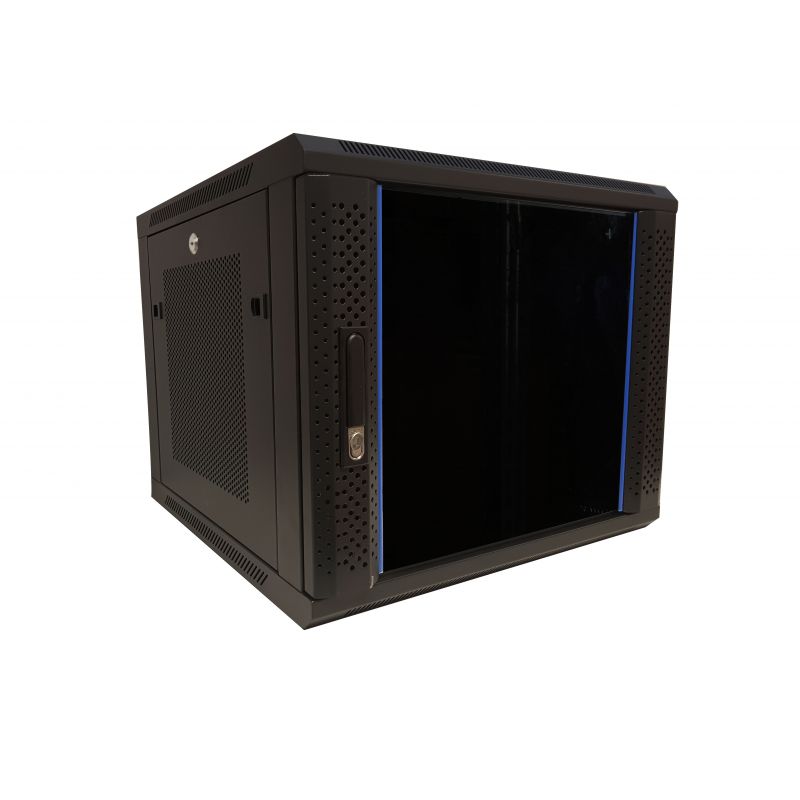 9U Wall Mount Network Server Data Cabinet Enclosure Rack Glass Door Lock w/ Fan 