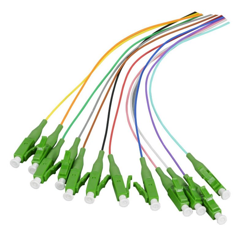 OS2 fibre optic pigtail coloured set LC-APC - 12 pieces