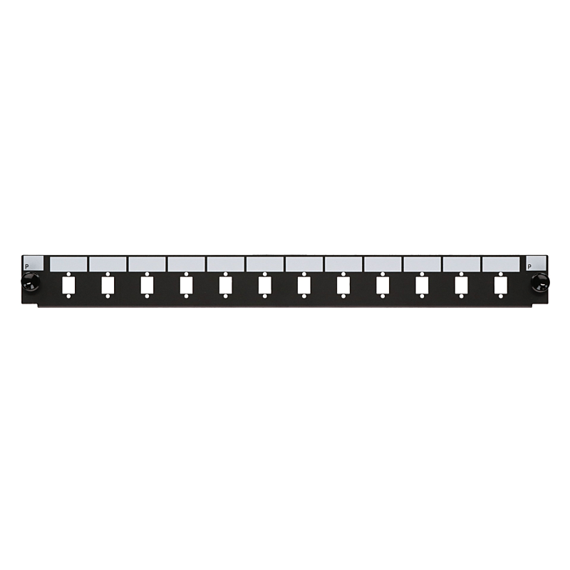 Front LC/SC 12-port black duplex/simplex panel suitable for universal fiber optic tray