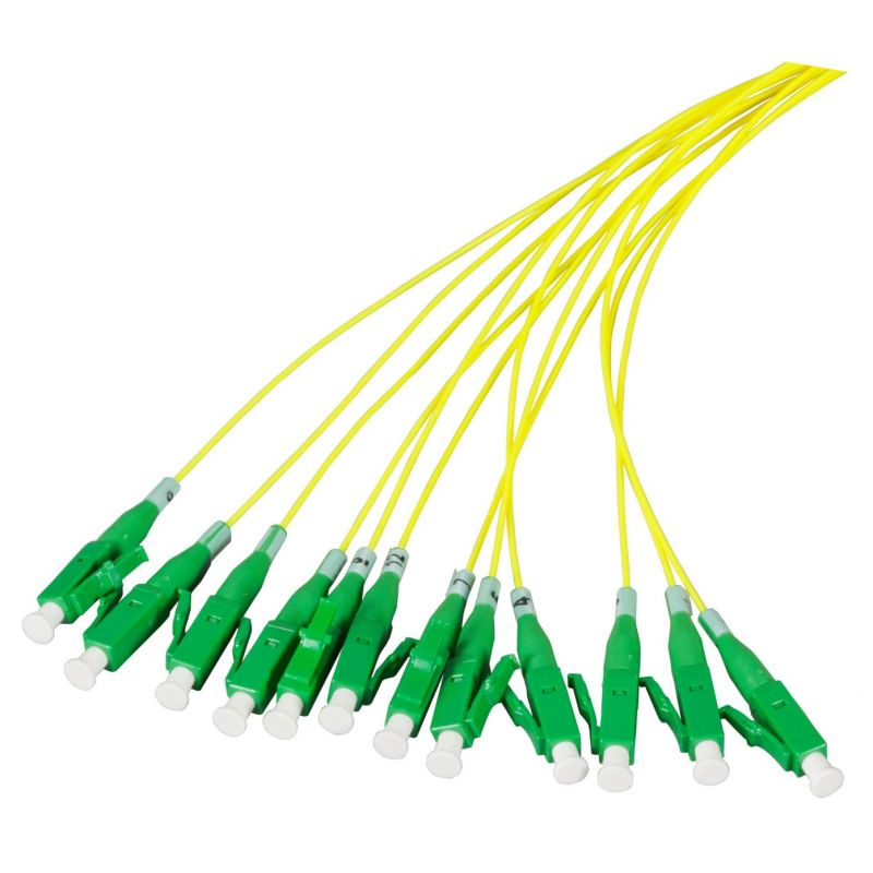 OS2 fibre optic pigtail yellow LC/APC - 12 pieces