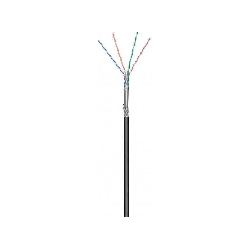 CAT6 S/FTP 50m outdoor cable on a reel solid black CCA