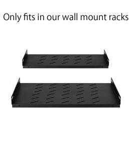 Fixed shelves for wall-mount server cabinets